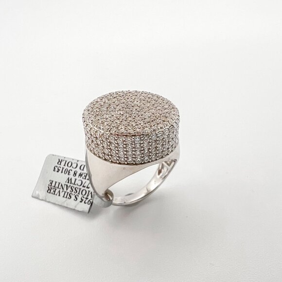 925 Sterling Sliver Moissanite Designer Circle Elevated Ring, 3.77ctw VVS Stones - Picture 1 of 7